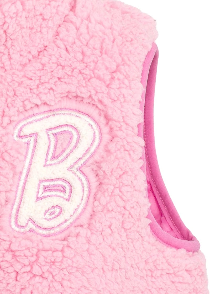 Barbie Girls Faux Shearling Zip Up Jacket Vest Little Kid to Big Kid Sizes (4-14-16) - Image 4